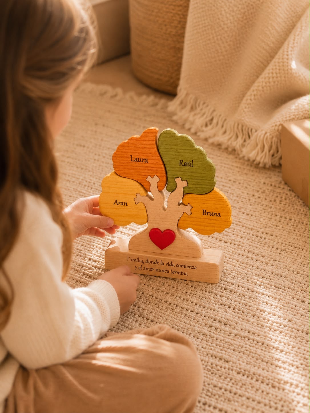 Árbol familiar de madera con nombres personalizados